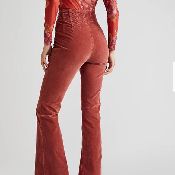 Free People Jayde Cord High Rise Flare in Baked - Picture 7 of 9